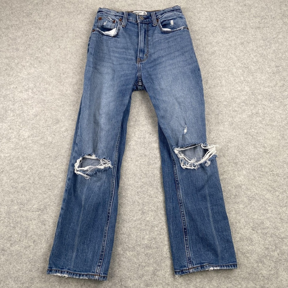 Abercrombie & Fitch Curve Love Ankle Straight Ultra High Rise Jeans Blue 23x23